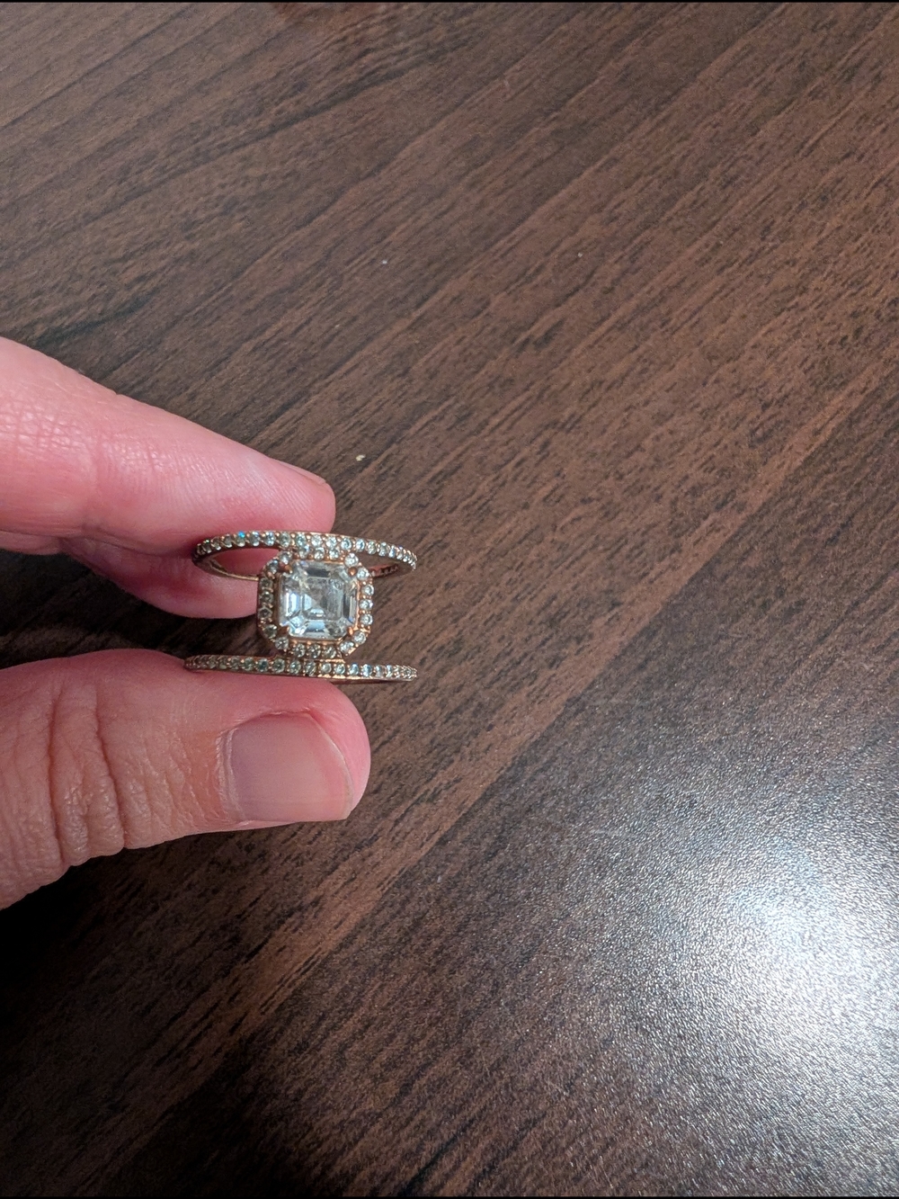Double Band Rose Gold Halo Ring